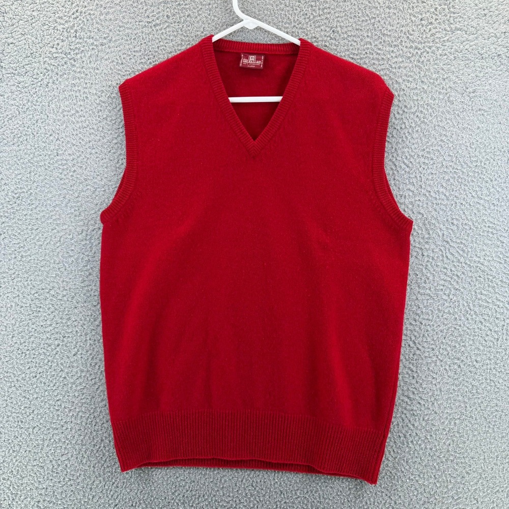 VTG Nordstrom Mens Red 100% Lambswool V-Neck Sweater Vest Size XL Classic Preppy